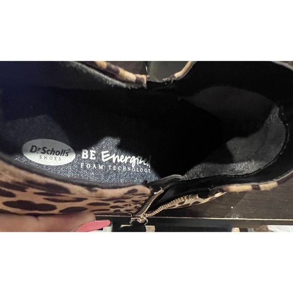 Dr Scholls Rate Zip Up Ankle Boots Leopard Print Tan Black Women's Size 8.5 EUC - Picture 7 of 7